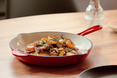 ECHTWERK Bratpfanne aus Gusseisen mit Emaille-Beschichtung, Gusseisenpfanne, Ofenpfanne mit zwei Gri