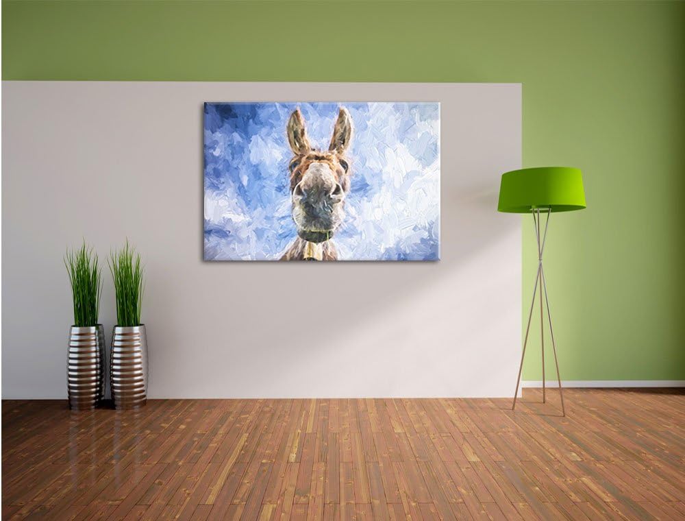 Pixxprint Lustiger Esel Kunst Pinsel Effekt, Format: 100x70 auf Leinwand, 100x70
