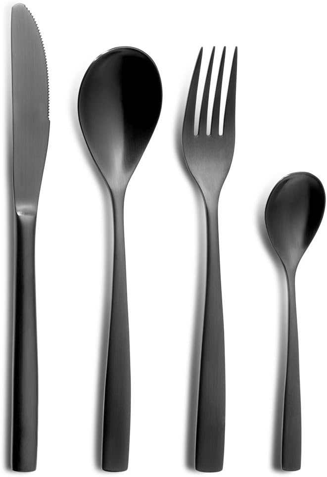 Topkapi Gourmet-Küche - 6325 Schwarz – Besteck Black Kaiser, 24-tlg Besteck-Set, Edelstahl in Farbe
