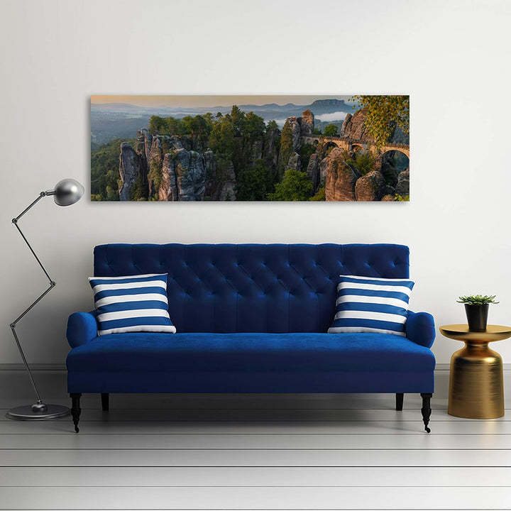 Feeby. Leinwandbild, Bilder, Wand Bild, Wandbilder, Kunstdruck 100x40 cm, BASTEI, SCHWEIZ, BERG, NAT