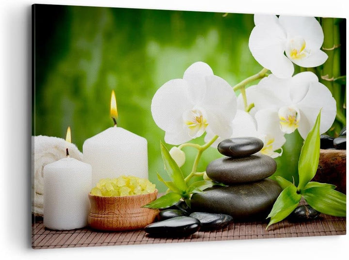 Bilder auf Leinwand 100x70cm Leinwandbild Blume aromatherapie spa Gross Wanddeko Bild Schlafzimmer K