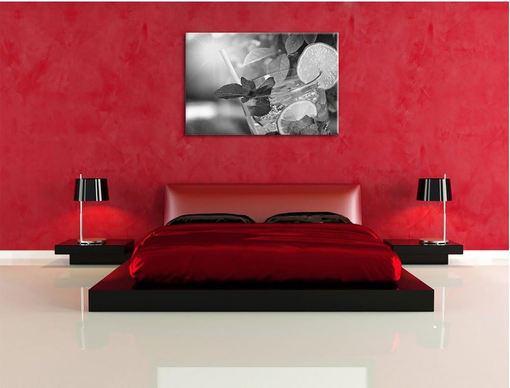 Pixxprint Mojito Cocktail als Leinwandbild/Grösse: 100x70 / Wandbild/Kunstdruck/fertig bespannt, 100