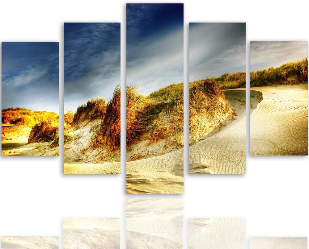 Bilder 5 Teilig Landschaft Deco Panel Kunst Strand Sand Himmel orange 100x70 cm Deco panel 100x70 cm