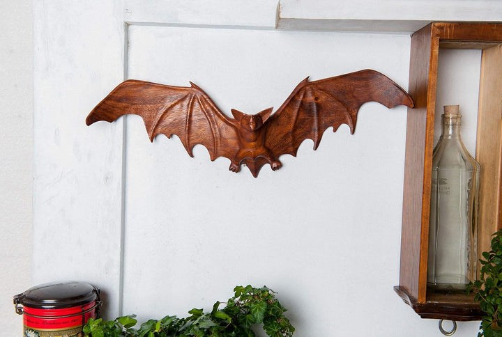 Windalf Gothic Wandbild FLAPP 49 cm Vampir-Fledermaus Wandrelief Wandobjekt Holzbild Handarbeit aus