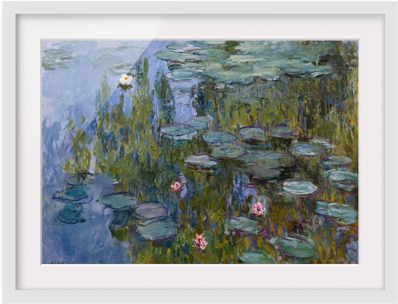 Bild mit Rahmen - Claude Monet - Seerosen (Nympheas) - Farbe Weiss, 40 x 55cm 40cm x 55cm Weiss, 40c