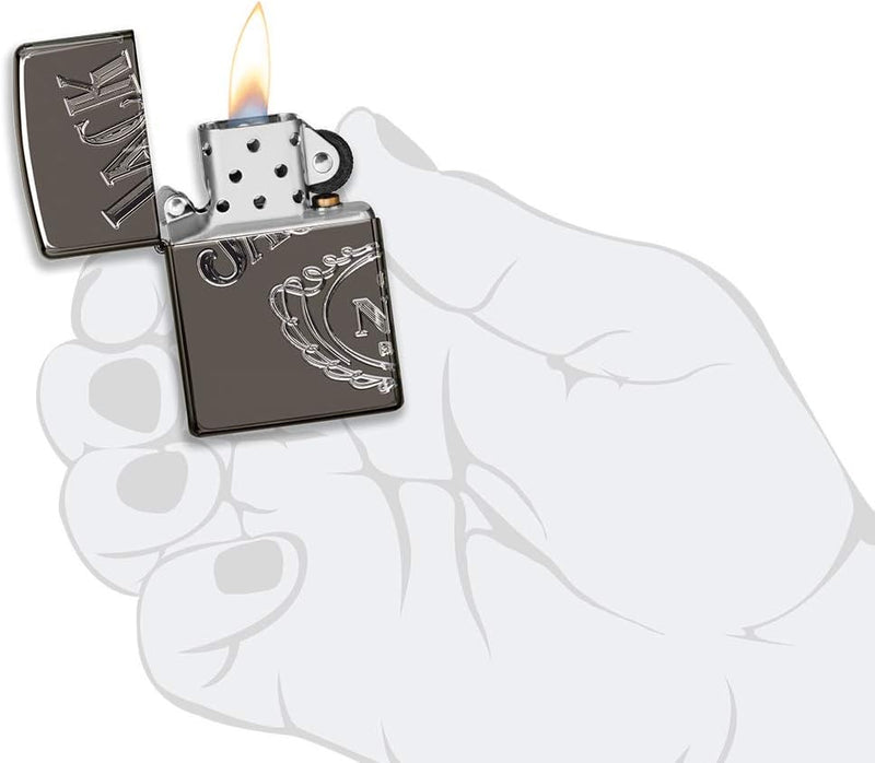 Zippo Armor Jack Daniels High Polish Black Ice Pocket Lighter Feuerzeug, schwarz, Einheitsgrösse, Sc