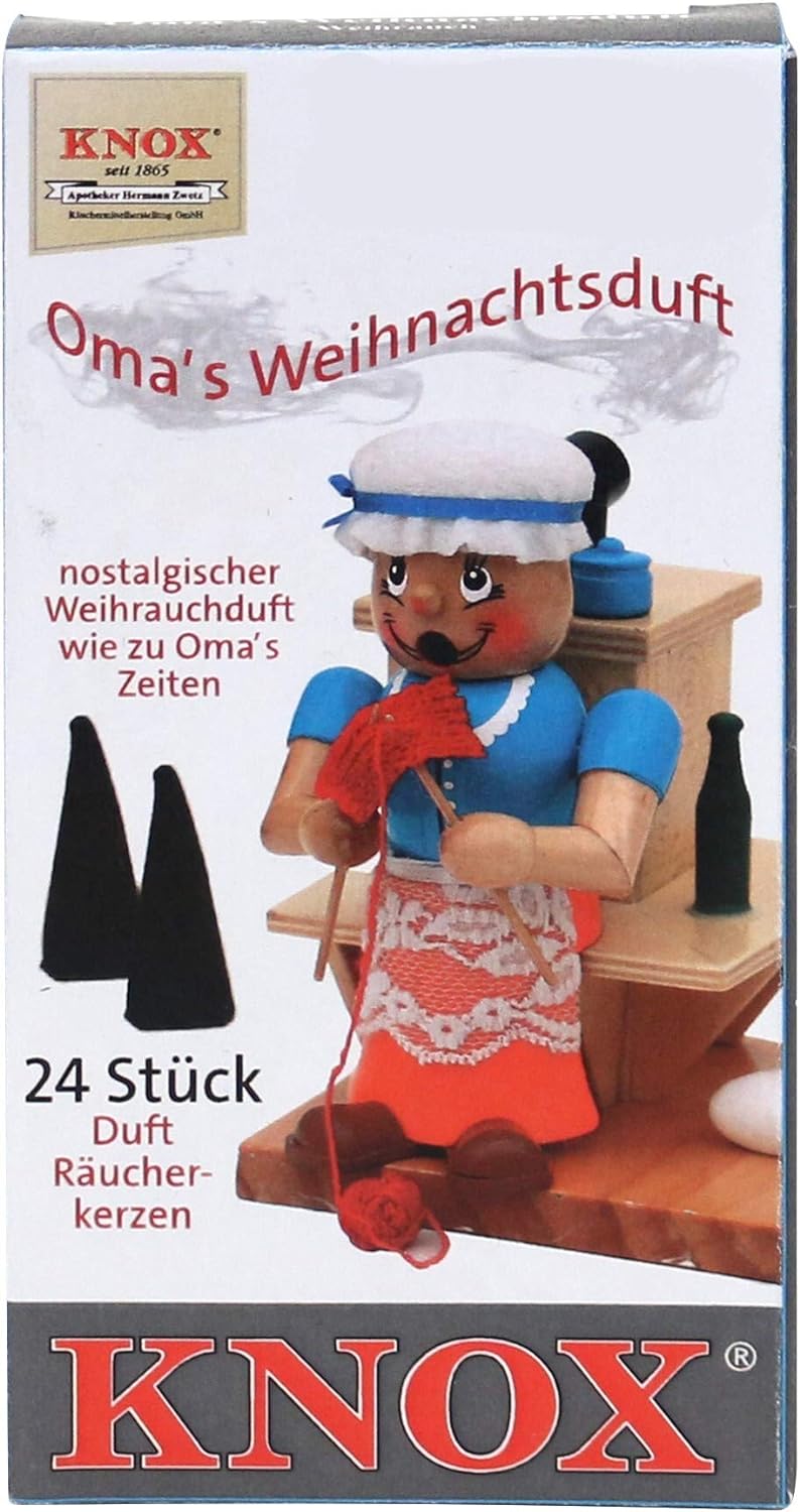 Dekohelden24 Holz Räucherfigur Oma, ca. 9 x 7 x 16,5 cm, inkl. 1 Packung Oma's Weihnachtsduft Räuche