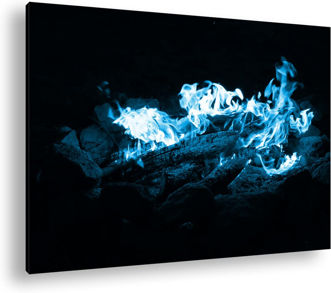 deyoli Dark heisses Lagerfeuer bei Nacht Format 100x70 Effekt: Monocrome Blau als Leinwandbild, Moti