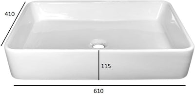 NEG Waschbecken Uno71A (eckig) Aufsatz-Waschschale/Waschtisch (weiss) mit flachem Rand und Nano-Besc