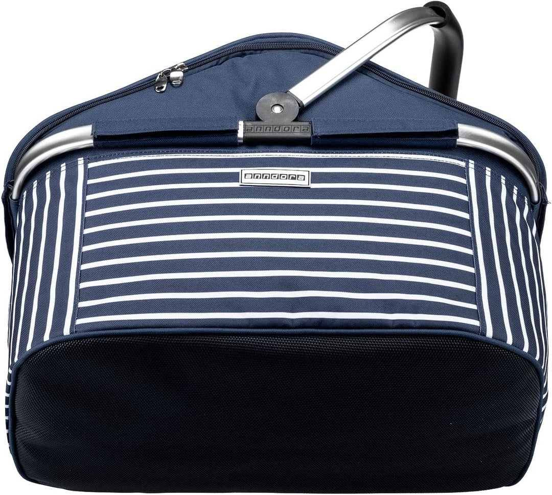 anndora Einkaufskorb 25 L Isolierkorb Picknick Kühlkorb - blau weiss gestreift Iso: Navy Gestreift,