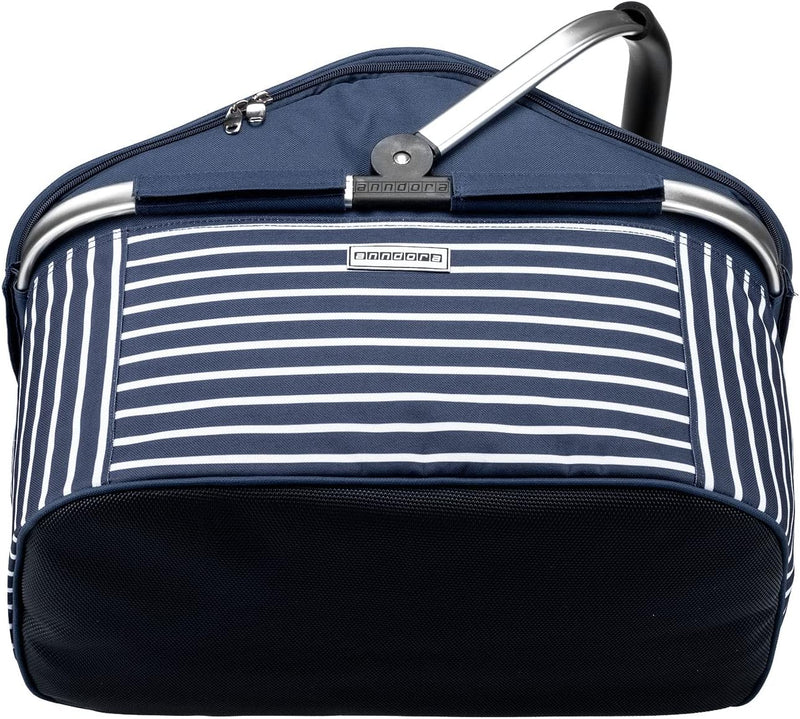 anndora Einkaufskorb 25 L Isolierkorb Picknick Kühlkorb - blau weiss gestreift Iso: Navy Gestreift,