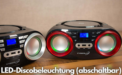 Tragbarer CD-Player | LED-Discolichter | Boombox | CD/CD-R | USB | FM Radio | AUX-In | Kopfhöreransc