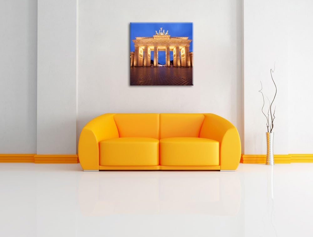 Pixxprint Hell erleuchtetes Brandenburger Tor als Leinwandbild/Grösse: 70x70 / Wandbild/Kunstdruck/f