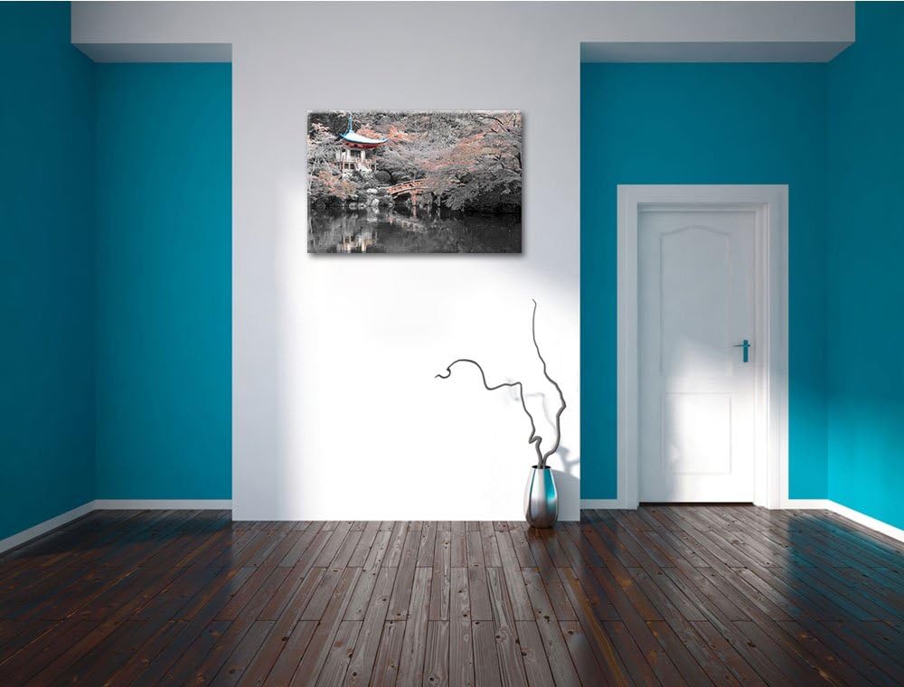 schönes Kloster in Japan schwarz/weiss Format: 100x70 auf Leinwand, XXL riesige Bilder fertig gerahm