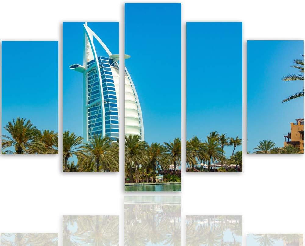Feeby Deco Panel 5 Teilig Dubai Bilder Modern Architektur Palmen blau 150x100 cm Deco panel 150x100