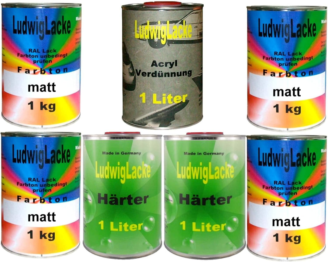 Ludwiglacke 7 kg Set Autolack mit Härter matt RAL 7022 Umbragrau