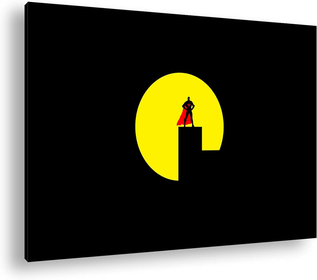 Superheld in der Nacht Format: 80x60 als Leinwandbild, Motiv fertig gerahmt auf Echtholzrahmen, Hoch