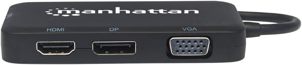 Manhattan 152600 USB-C 4-in-1 Audio/Video-Konverter (USB 3.1 Typ C-Stecker auf HDMI-/DisplayPort-/VG