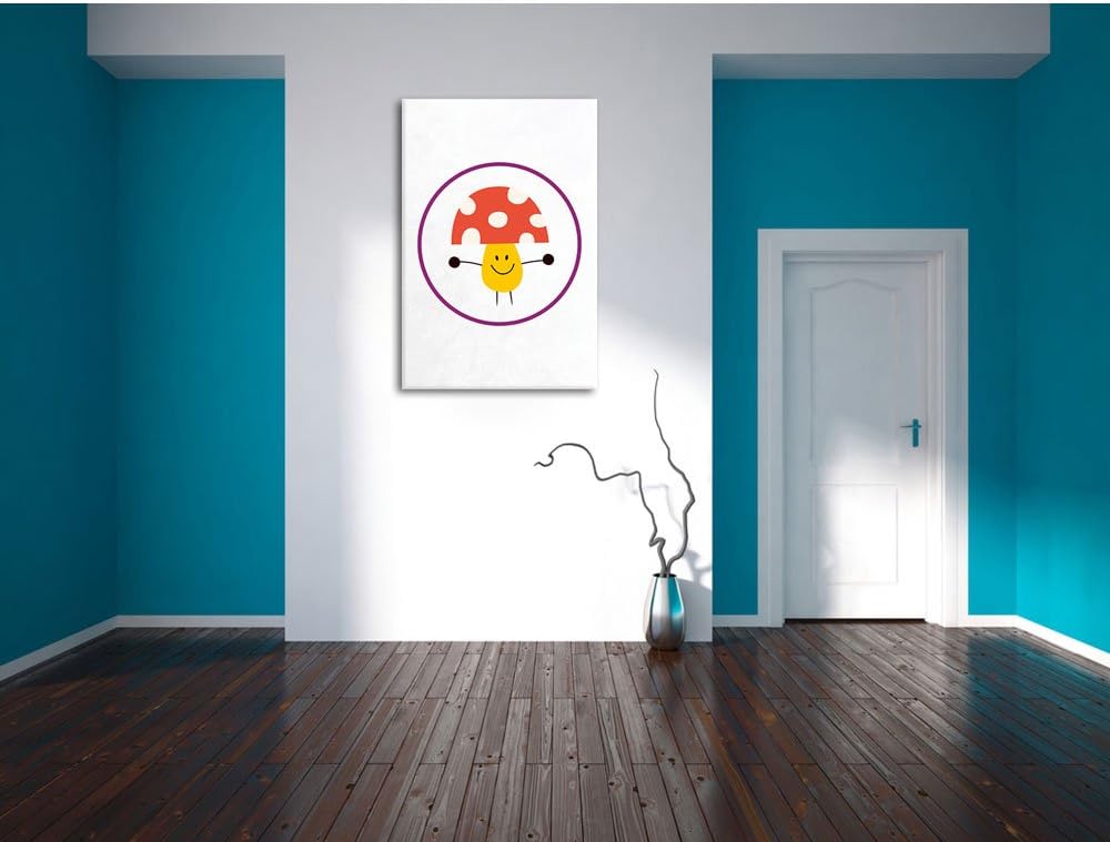 Pixxprint Süsser Pilz als Leinwandbild/Grösse: 100x70 cm/Wandbild/Kunstdruck/fertig bespannt 70x100,