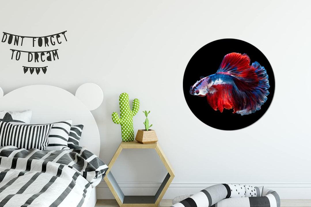 MuchoWow Wandbild Rund Wanddeko Deko Wohnzimmer Bilder 60x60 cm Fisch - Schwanz - Schwarz, 60x60 cm