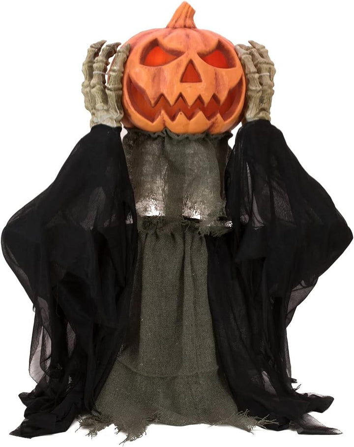 EUROPALMS Halloween Figur POP-UP Kürbis, animiert 70cm | Animierter Kürbismonster-Oberkörper mit Lic