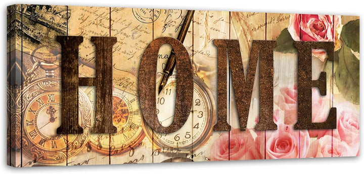 Leinwandbild XXL Haus 90x30 cm Wandbild Kunst Rosen Wohnung Wohnzimmer Design Rosa Leinwandbild 90x3