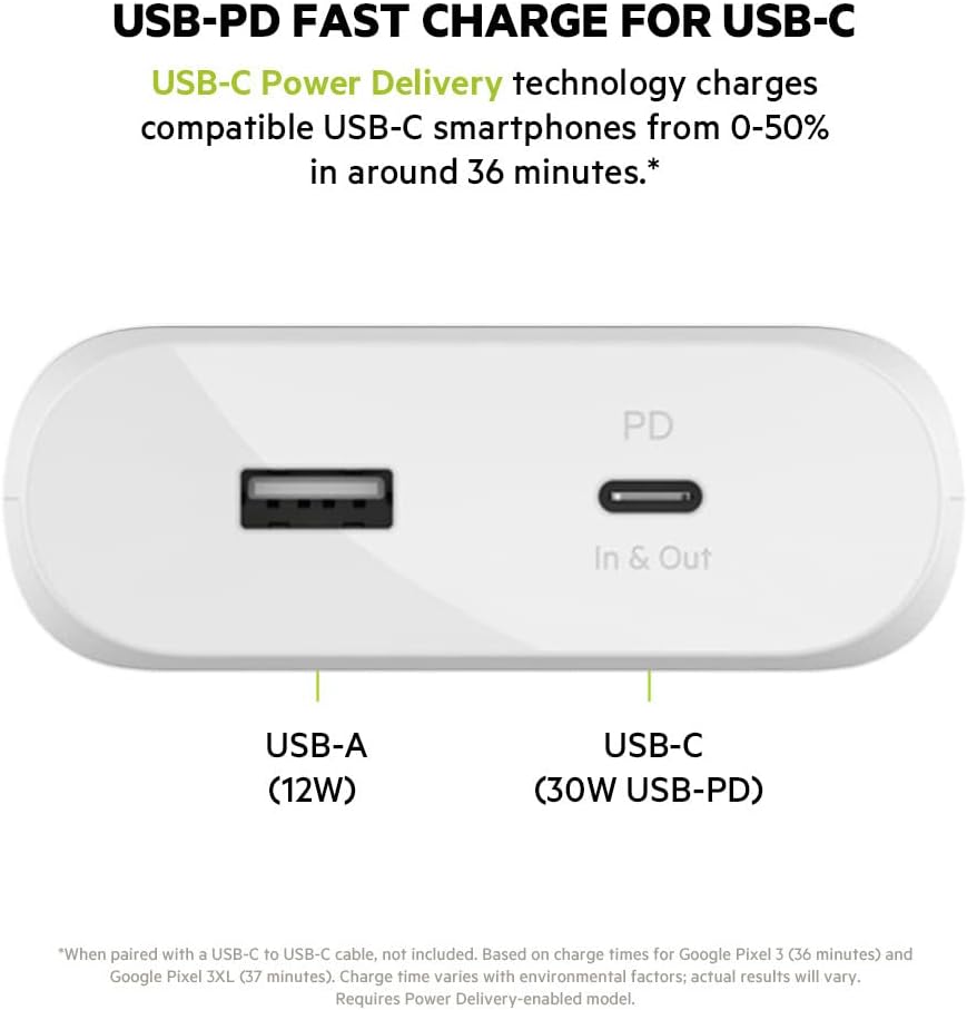 Belkin 20000mAh Powerbank zum Schnellladen, USB-C Power Delivery Power Bank, tragbares Ladegerät mit