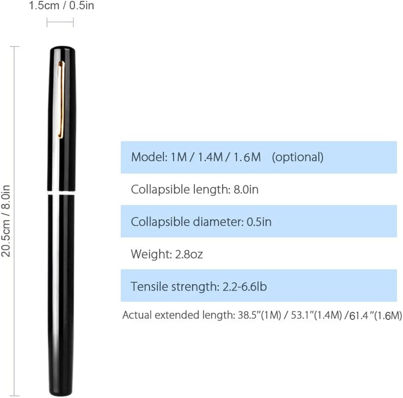 Lixada Angelausrüstung, 1M / 1,4M/1.6M Zusammenklappbar Angelrute Reel Combo Mini Pen Angelrute Kit