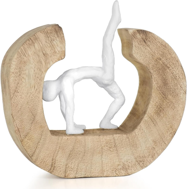 Moritz Skulptur I Yoga das Rad I 20,5 x 7 x 20,5 cm I Holzdeko I Skulpturen Deko I Modern I Wohnzimm