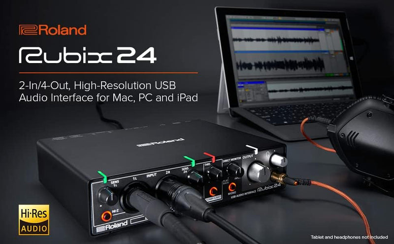 Roland RUBIX24 hochauflösendes Interface mit 2 Ein- und 4 Ausgängen, Hi-Res Interface für Mac, PC un