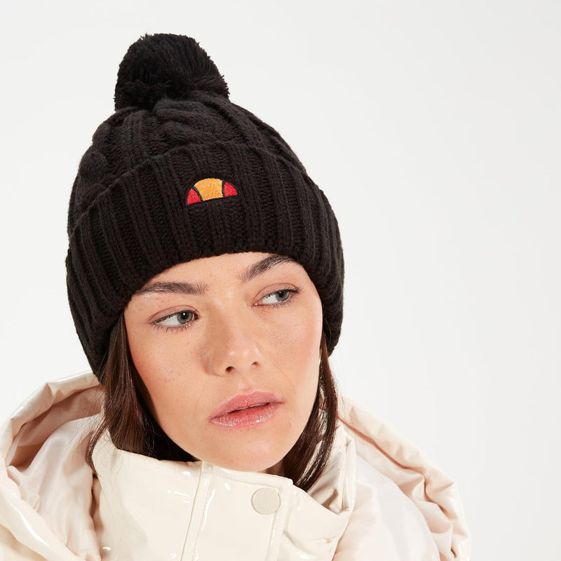 ellesse Damen Hanna Pom Beanie Mütze Einheitsgrösse Schwarz, Einheitsgrösse Schwarz