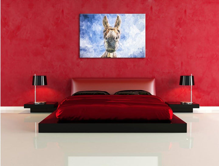 Pixxprint Lustiger Esel Kunst Pinsel Effekt, Format: 100x70 auf Leinwand, 100x70