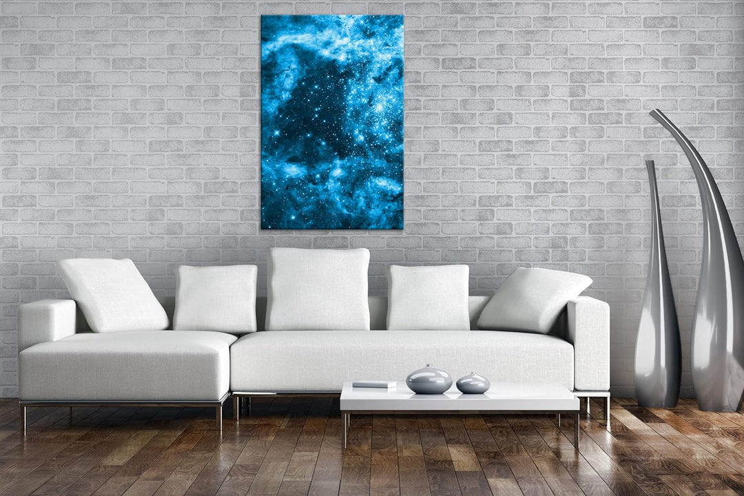 deyoli auffallend bunte Galaxie Format 80x60 Effekt: Monocrome Blau als Leinwandbild, Motiv fertig g