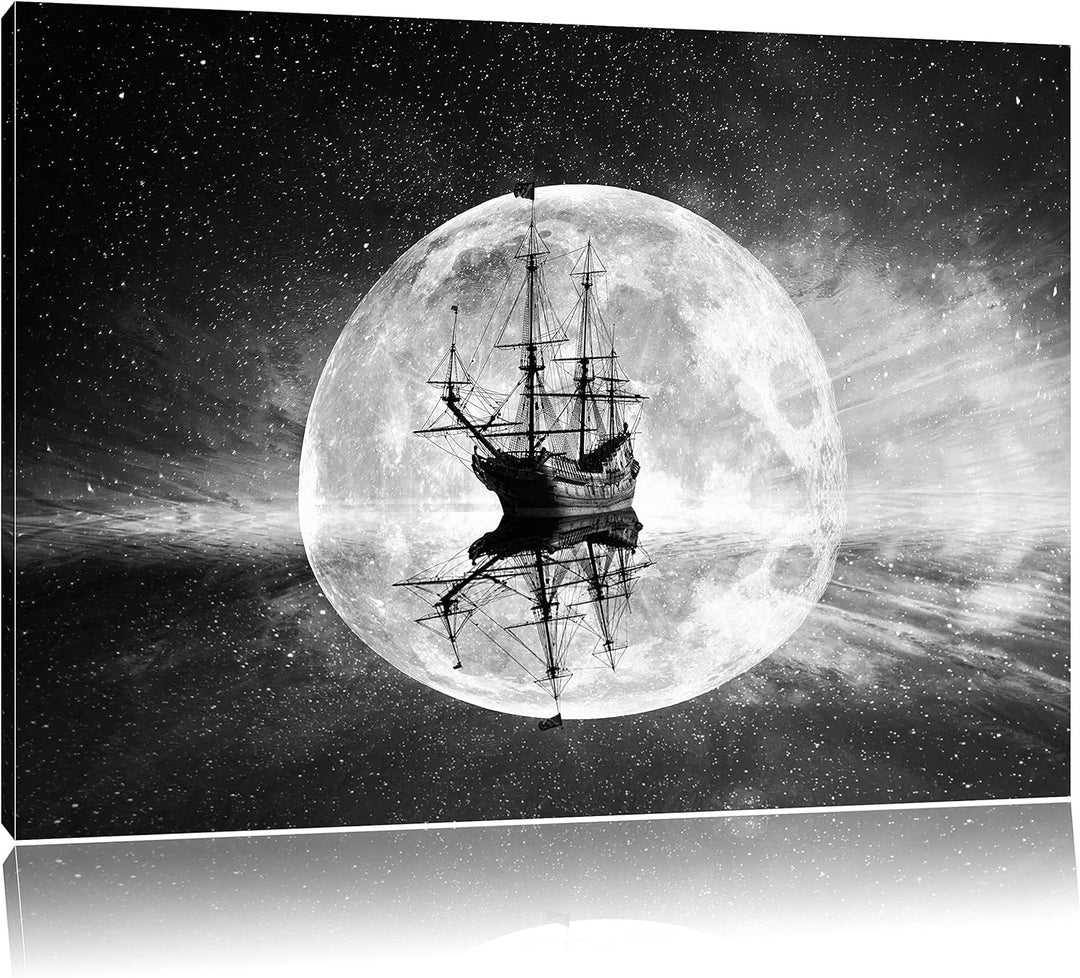 Pixxprint Geisterschiff im Weltall als Leinwandbild/Grösse: 100x70 cm/Wandbild/Kunstdruck/fertig bes