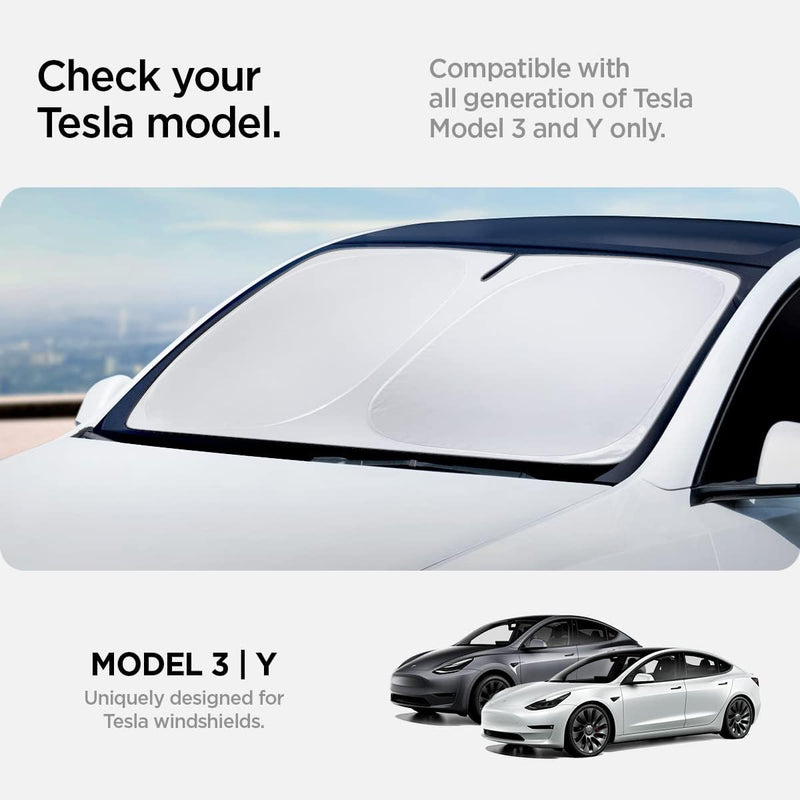 Spigen Tesla Model 3 2021 - Highland 2024 Model Y Auto Sonnenschutz, Frontscheibe Sonnenschutz, UV-S