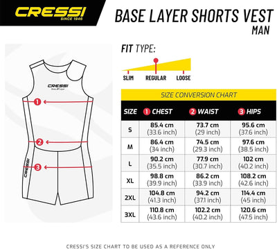 Cressi Base Layer Man 2.5mm - Tauchunterzieher Neopren 2.5mm, Schwarz, für Herren Shorts Vest XXL, S