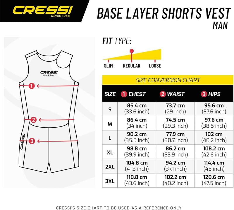 Cressi Base Layer Man 2.5mm - Tauchunterzieher Neopren 2.5mm, Schwarz, für Herren Shorts Vest XXL, S