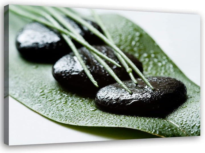 Feeby Vlies Leinwandbild XXL Spa Zen Steine Bambus 120x80 cm Wandbild Kunst Bilder Schlafzimmer Deko