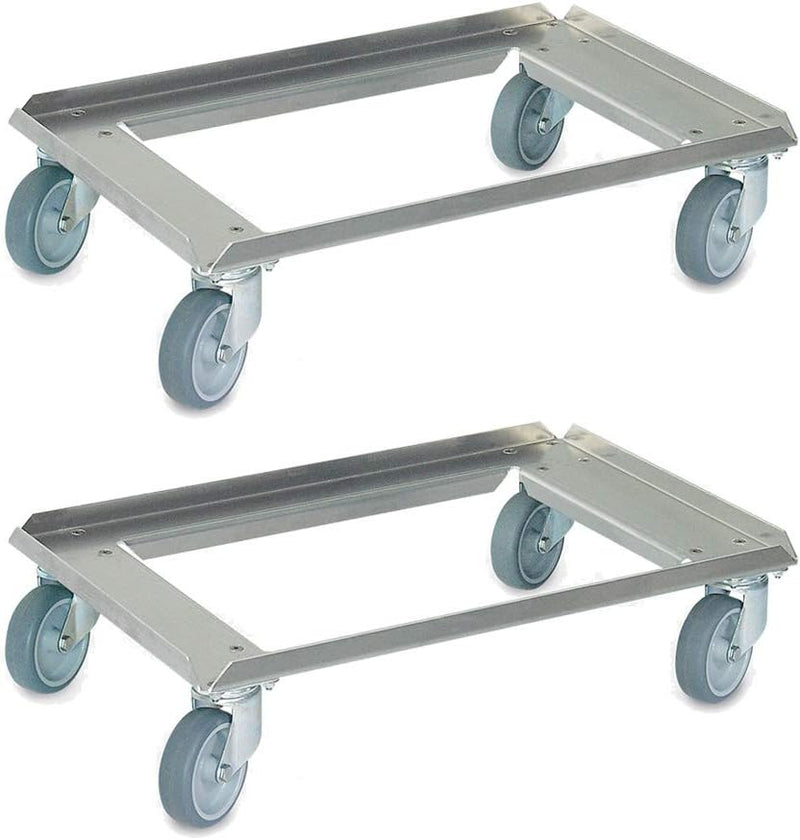 2 Aluminium Transportroller für 600 x 400 mm Behälter, Tragkraft 250 kg