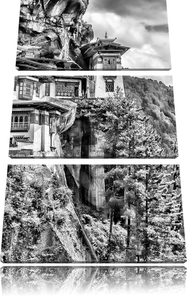 Pixxprint Buddha Tempel in China als Leinwandbild/Grösse: 3 Teilig (120x80) cm/Wandbild/Kunstdruck/f