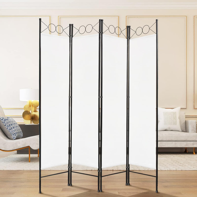 Todeco - Paravent, Raumteiler - Panel : 100% Polyester - Anzahl der Platten: 4 - 180 x 160 cm, Weiss