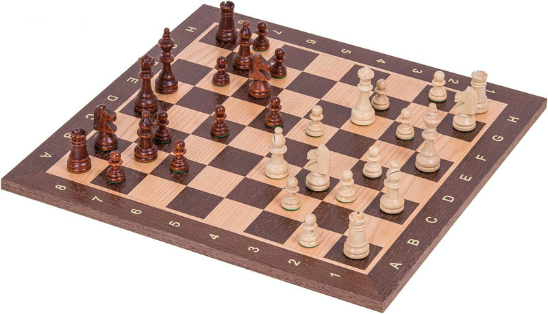 Square - Pro Schach Set Nr. 4 - WENGE - Schachbrett + Schachfiguren Staunton 4 + Kasten - Schachspie