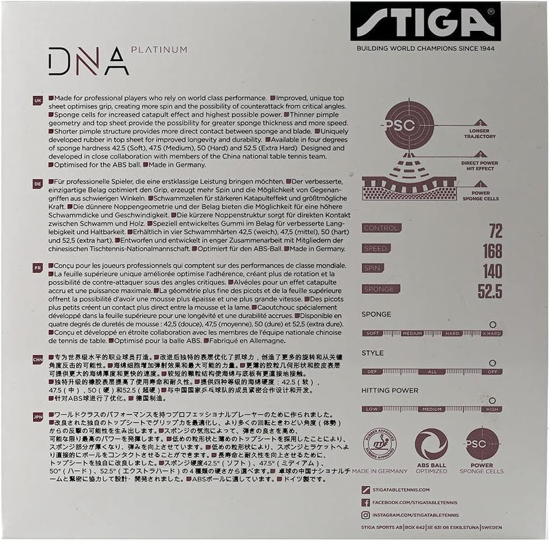 Stiga Unisex-Adult DNA Platinum Xh Tischtennisbelag 2.3 Rot, 2.3 Rot