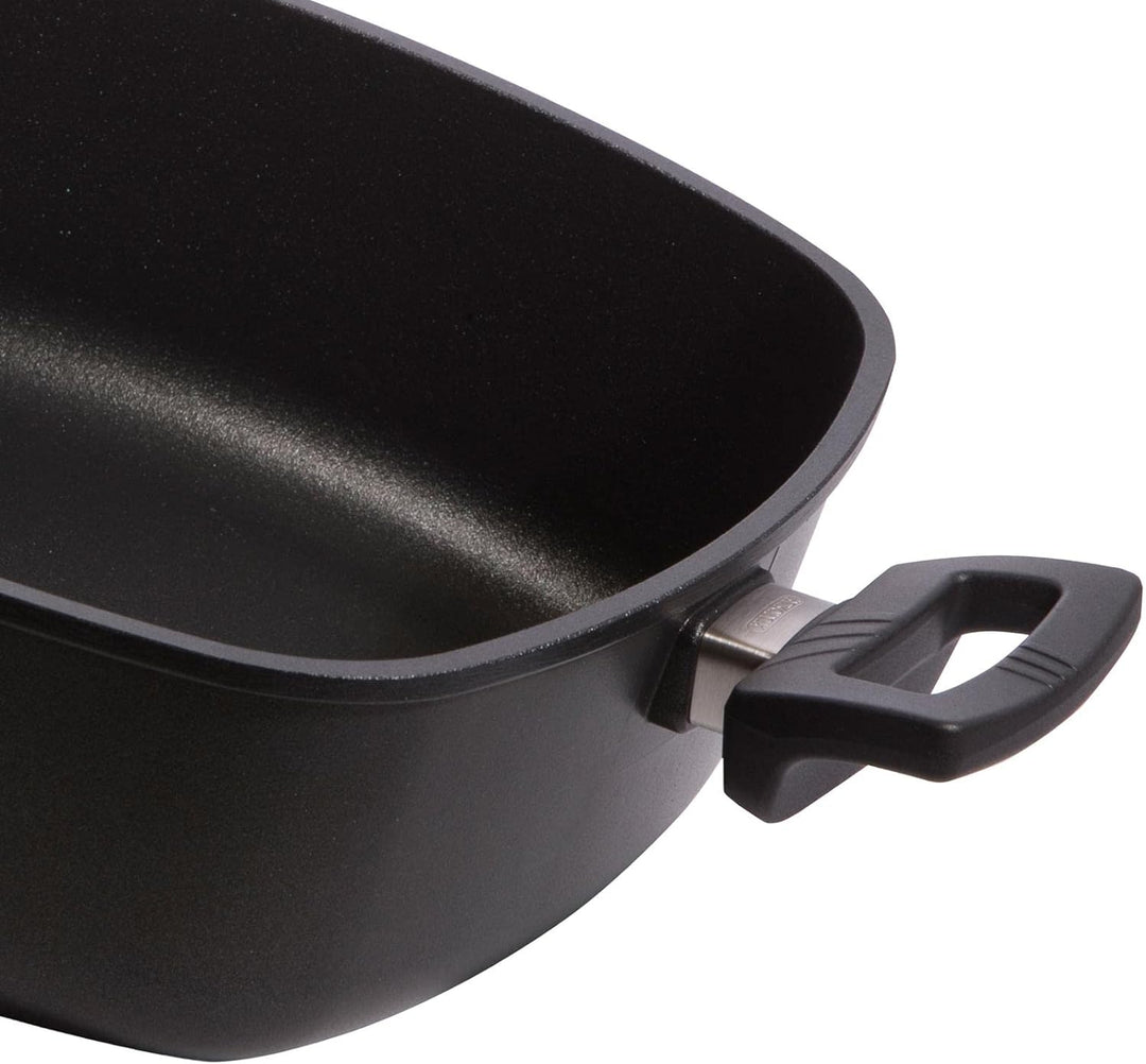 Eurloux Guss-Kasserolle Induktion 28x28 cm - hohe quadratische Universal Bratenkasserolle mit Beschi