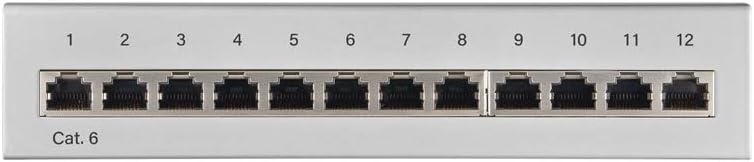 Goobay 69306 CAT 6 Patch Panel 12 Port / RJ45 Buchsen Netzwerkstecker / 250 MHz LAN Patchfeld / 1 HE