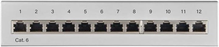 Goobay 69306 CAT 6 Patch Panel 12 Port / RJ45 Buchsen Netzwerkstecker / 250 MHz LAN Patchfeld / 1 HE