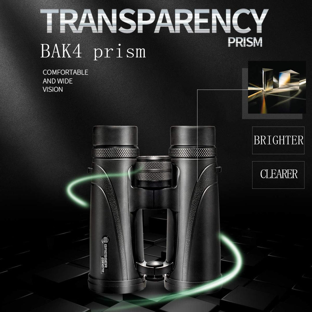 Bresser Fernglas Corvette 8x42 wasserdicht mit Nitrogenfüllung, BaK-4 Glas Prismen, LE-Okularen für