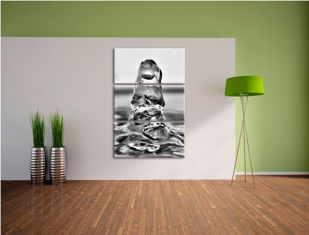 Pixxprint Tropfen fällt ins Wasser als Leinwandbild/Grösse: 3 Teilig (120x80) cm/Wandbild/Kunstdruck