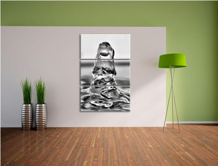 Pixxprint Tropfen fällt ins Wasser als Leinwandbild/Grösse: 3 Teilig (120x80) cm/Wandbild/Kunstdruck
