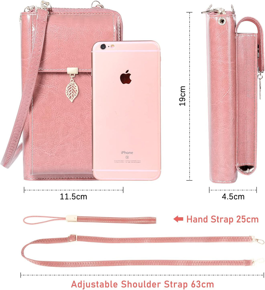 ENONEO Handytasche zum Umhängen RFID Schutz Handy Geldbeutel Umhängetasche Damen Klein Leder mit 12